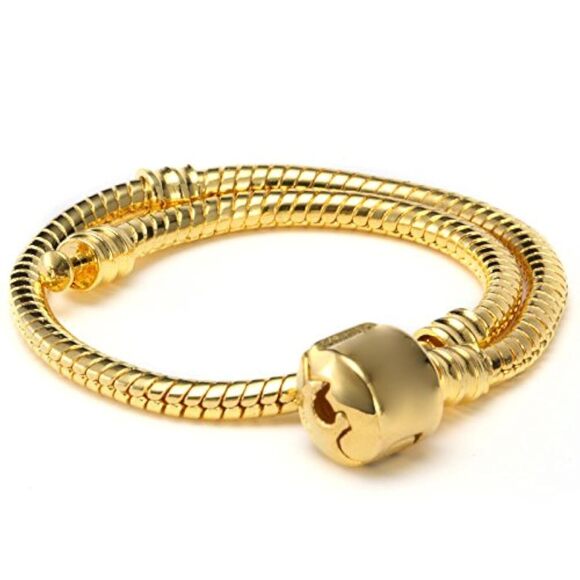 Jewelry - 1200 10pcs 7.9" Gold Color Clasp European Snake Chain Charm Bracelet fit